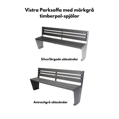 Vistra parksoffa med m&ouml;rkgr&aring; timberpol-spj&auml;lor