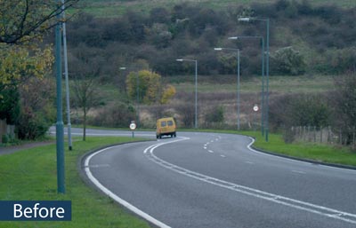 Road shown before the addition of Glasdon Chevroflex