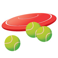 Frisbee and tennis balls illustration