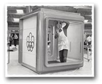 The Olympic Kiosk being prepared for the big event