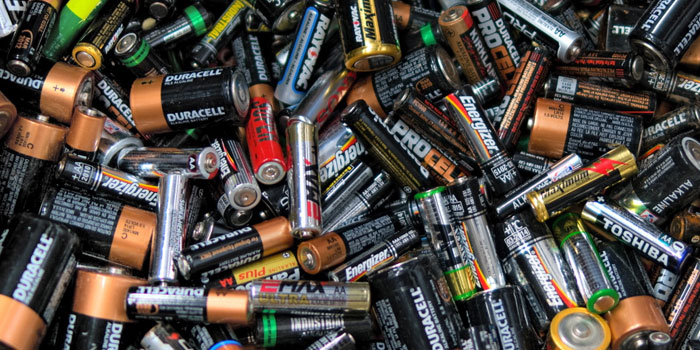 A pile of used batteries