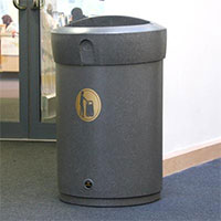 The Envoy waste bin design features graphic