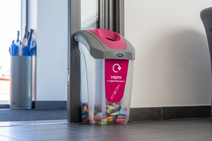 nexus 30 disposable vape recycling bin in an entranceway