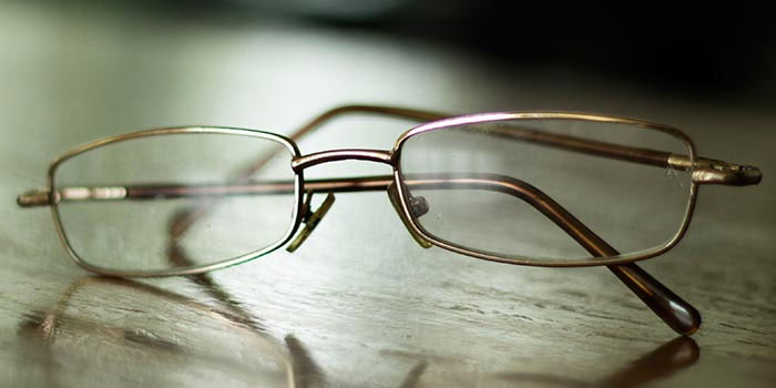 eyeglasses on a table