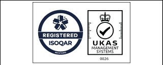 an ISO 14001 logo next to a UKAS management systems logo