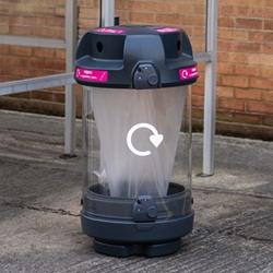cthru 180 vape recycling bin in an outdoor location next to a smoking shelter