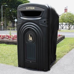 nexus 30 recycling bin with blue paper waste graphics on an office floor