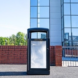 nexus 30 recycling bin with blue paper waste graphics on an office floor