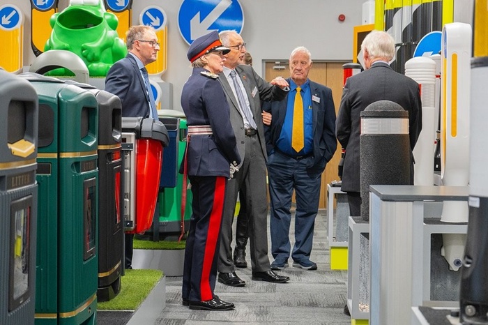 glasdon directors showcasing glasdon products to the lord-lieutenant of lancashire in the glasdon discovery centre