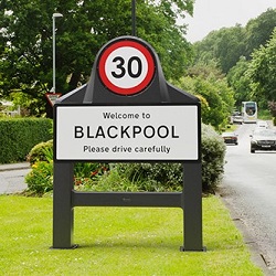 Black Orbital Gateway Welcome Speed Sign