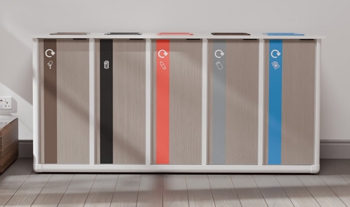 white origin infinity recycling station in a modern professional setting