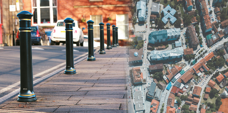 Glasdon Manchester Bollards - popular choice for urban and suburban schemes