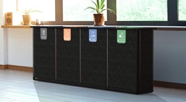 origin infinity recycling station in a modern professional setting with simpler recycling waste streams