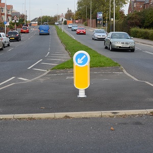 Socketed Signmaster bollard guiding the traffic