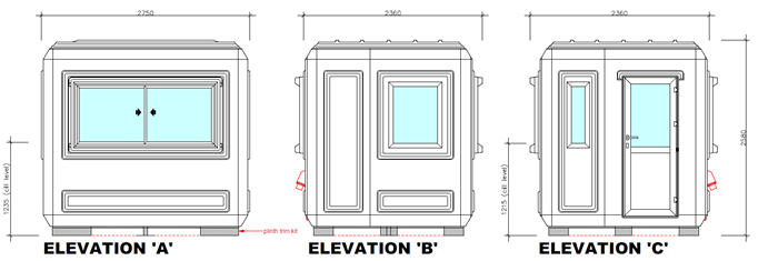 Genesis 2.7 sliding window kiosk elevation diagram