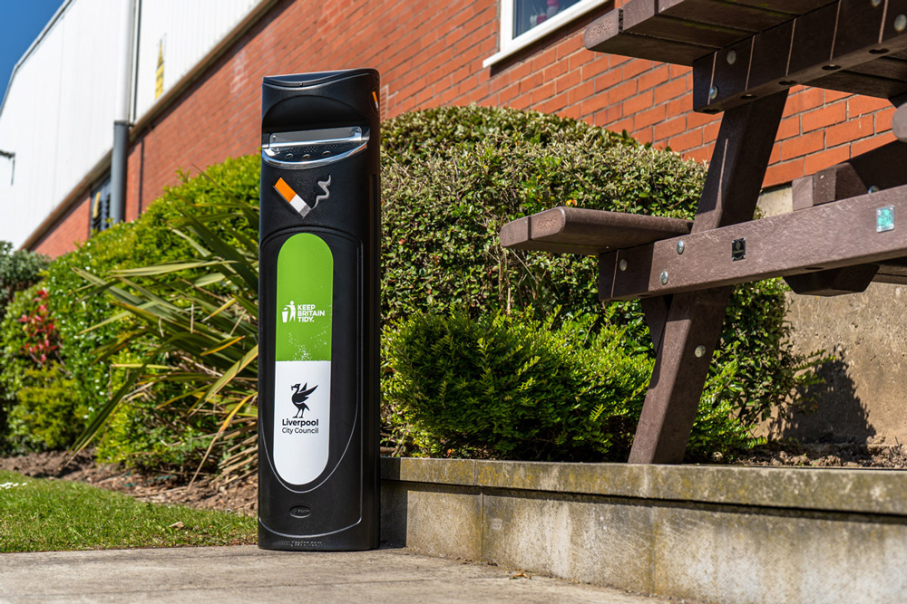 Ashguard SG&trade; Free Standing Cigarette Bin with personalised front graphic 