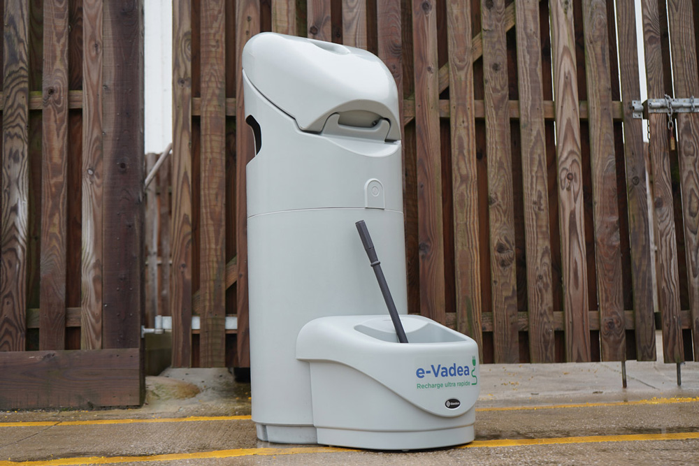 Auto-Mate&trade; Petrol Forecourt Bin and Screen Clean Station&trade; with personalised graphic