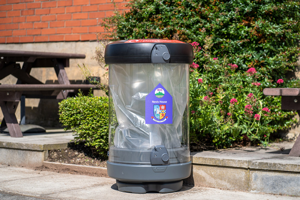 C-Thru&trade; 180 Recycling Bin with personalised graphic