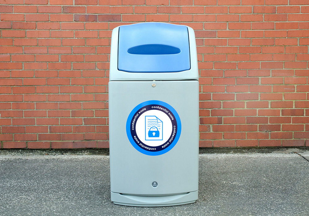 Nexus&reg; 140 Confidential Paper Recycling Bin with personalised front graphic