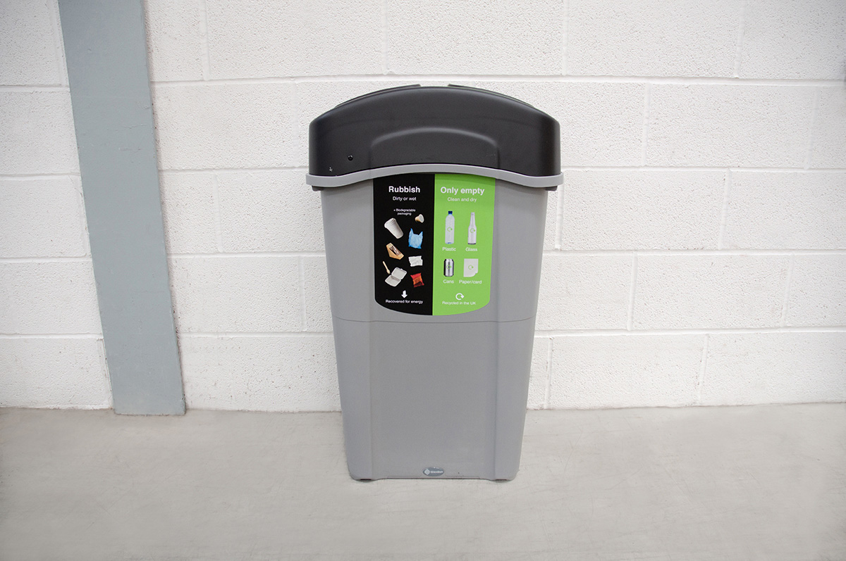 Eco Nexus&reg; Duo 85 Recycling Bin with personalised front graphic