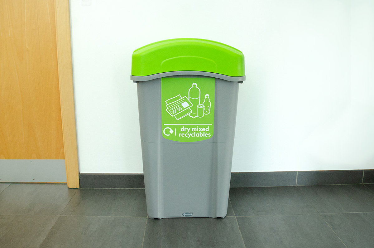 Eco Nexus&reg; 85 Mixed Recyclables Recycling Bin with personalised front graphic