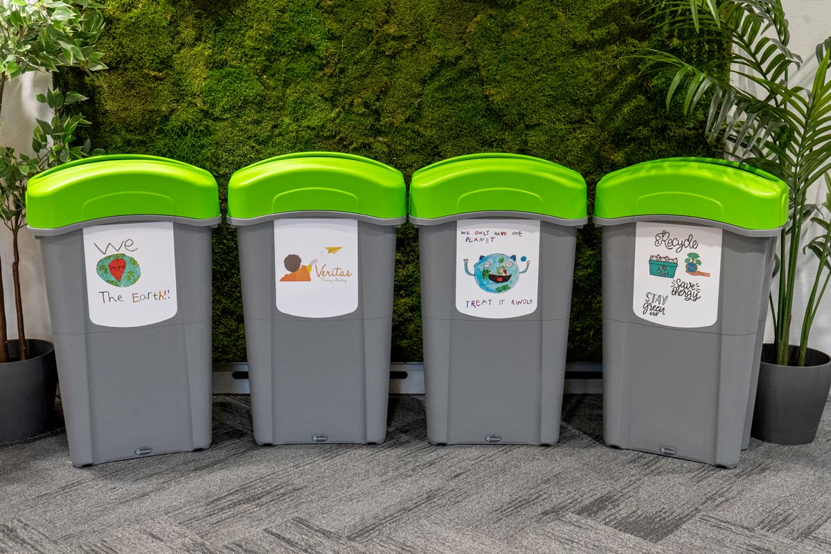 Eco Nexus&reg; 85 Recycling Bins with personalised front graphics