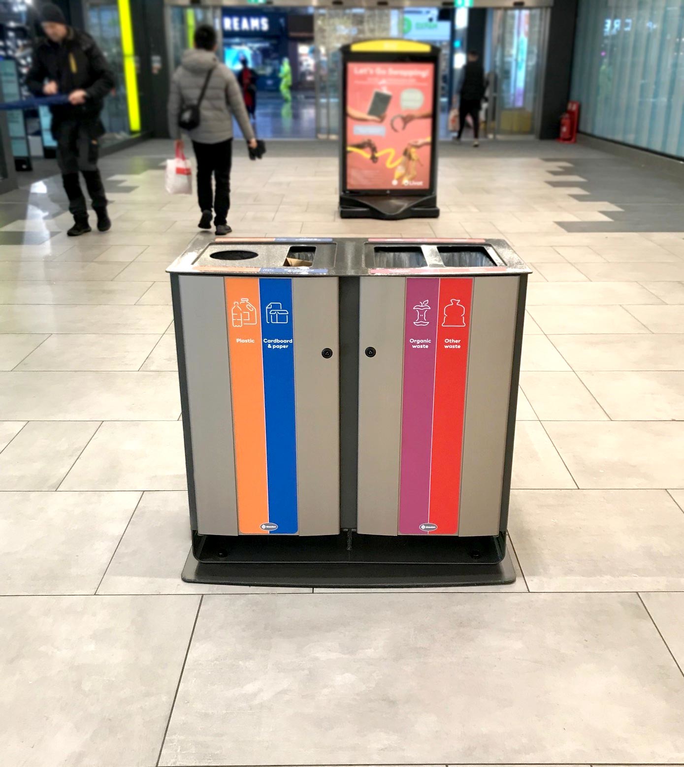 Electra&trade; 170 Quad Recycling Bin with personalised front graphics