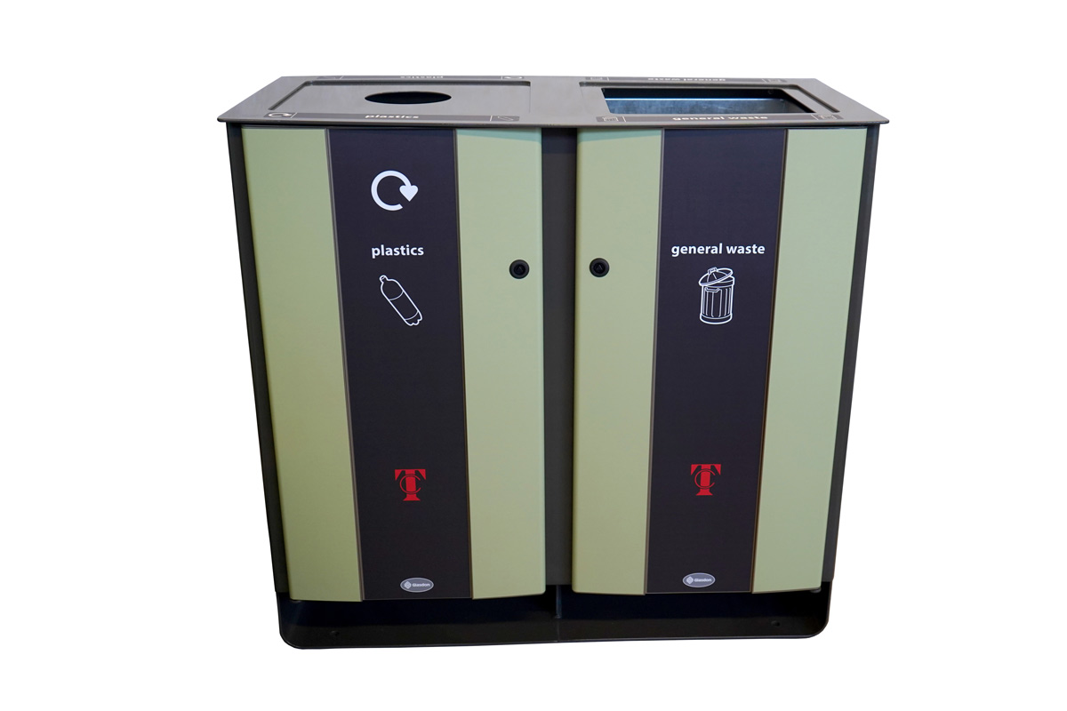 Electra&trade; 170 Recycling Bin with personalised front and body graphics