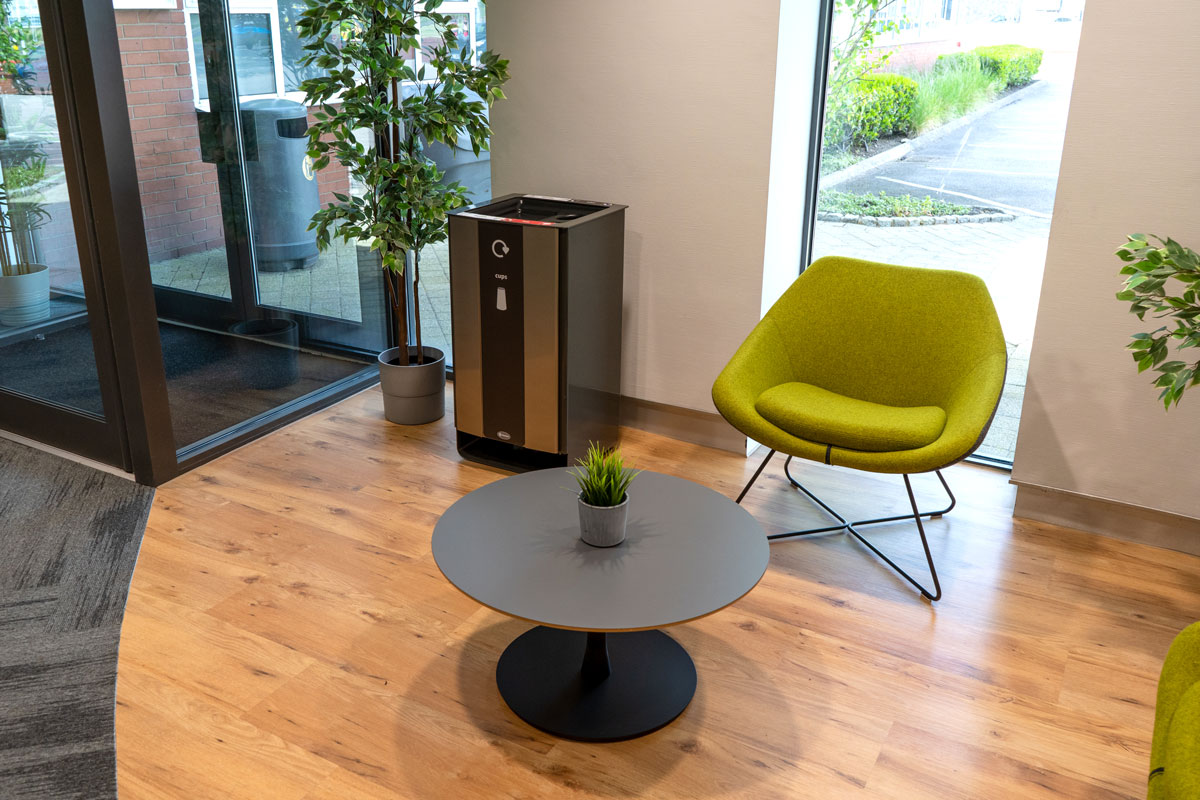 Electra&trade; 85 Cup Recycling Bin with personalised aperture graphics 