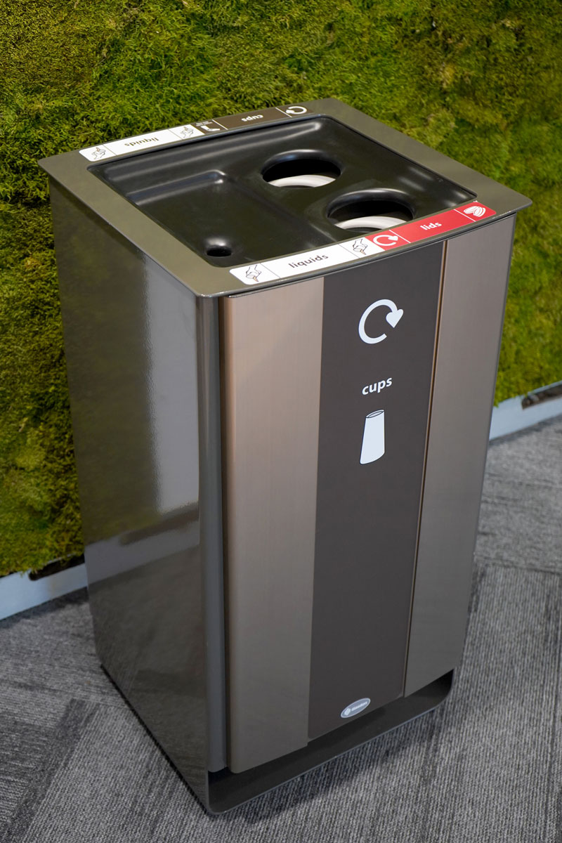 Electra&trade; 85 Cup Recycling Bin with personalised aperture graphics