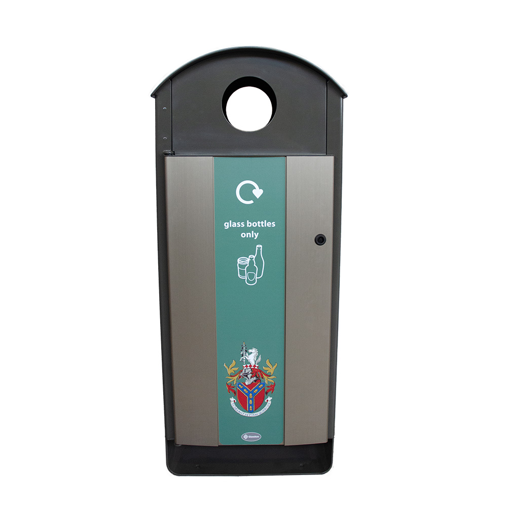 Electra&trade; Curve 60 Recycling Bin with personalised front vinyl graphics