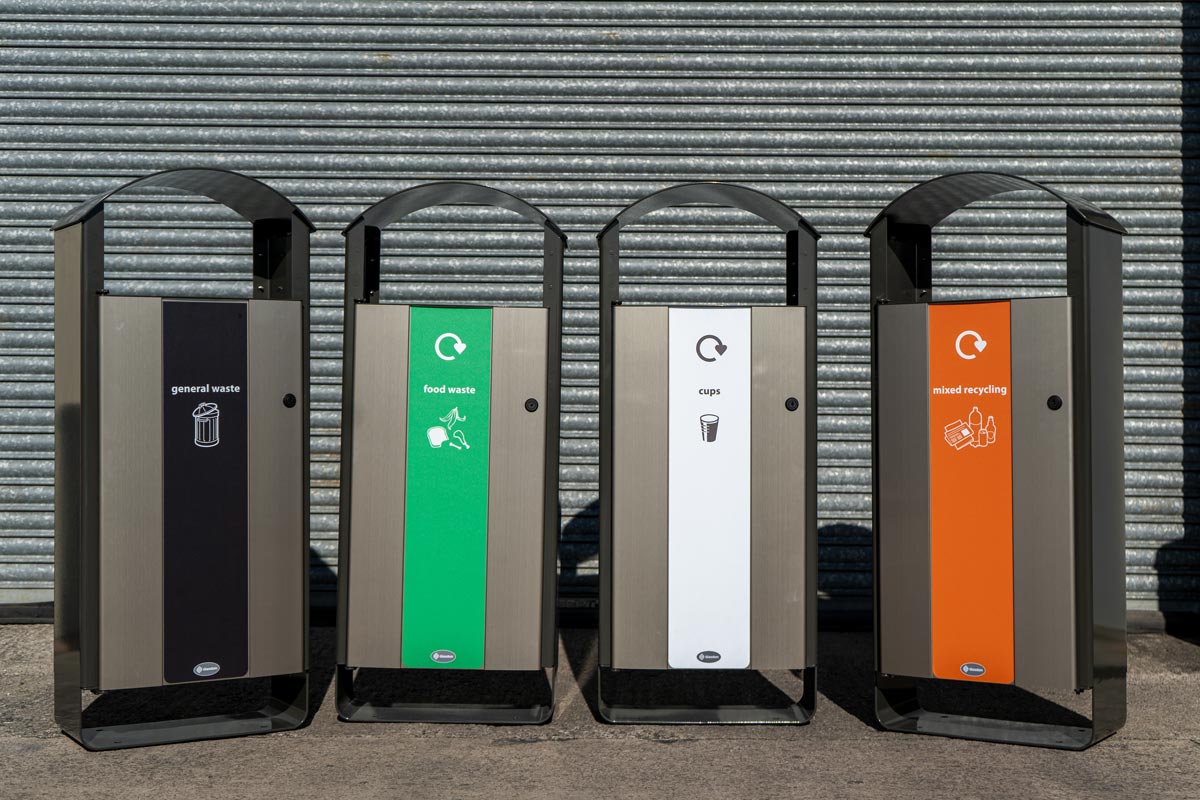Electra&trade; Curve 60 Recycling Bin with personalised front graphics