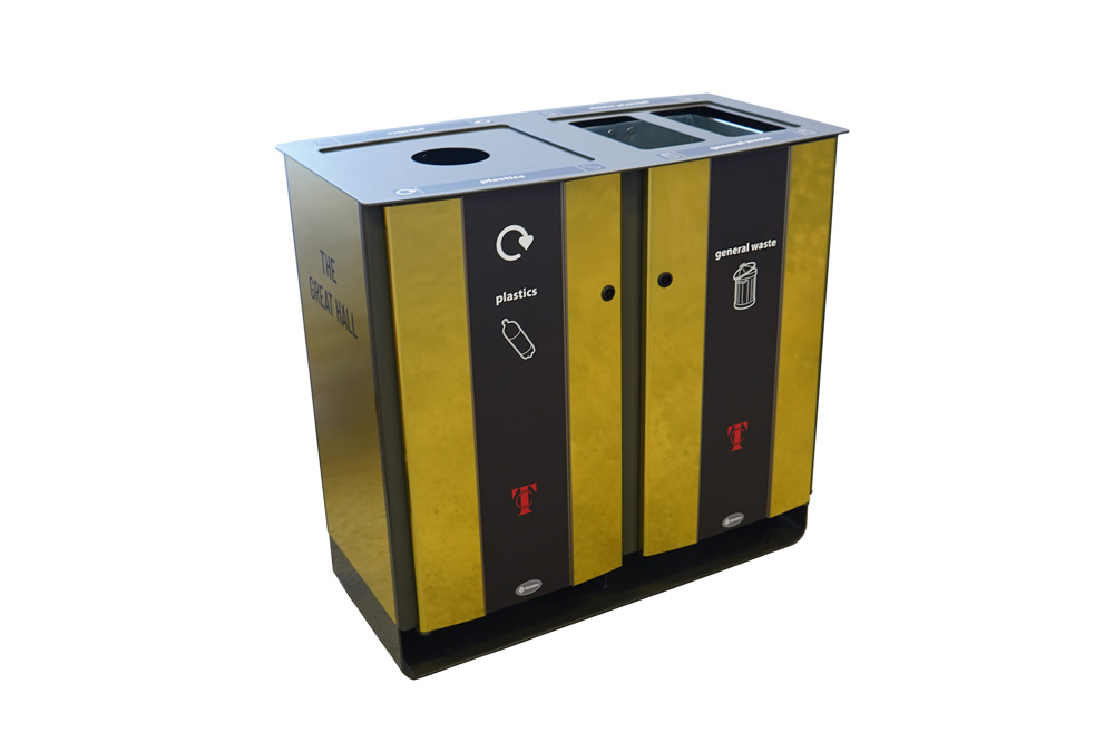 Electra&trade; 170 Trio Recycling Bin with personalised front and side graphics