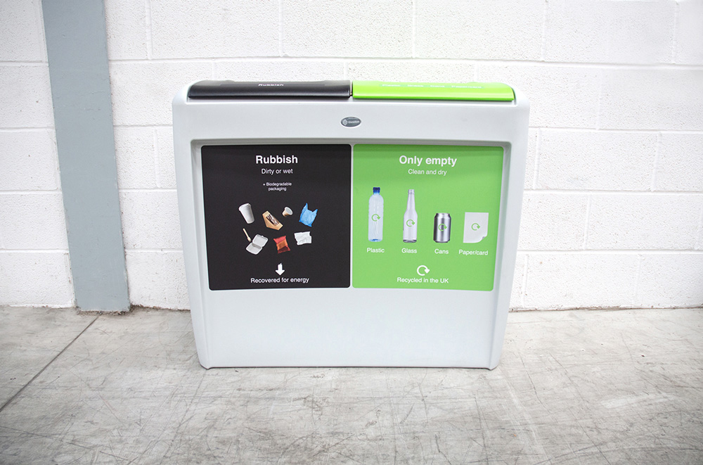 Nexus&reg; Evolution Duo Recycling Bin with personalised top aperture and front graphics