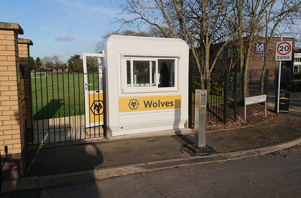Genesis&trade; GRP 2.3 x 1.5m Double Sliding Window Kiosk  front and side graphics