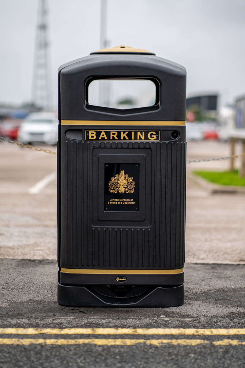Glasdon Jubilee&trade; 110 Litter Bin with personalised front graphic