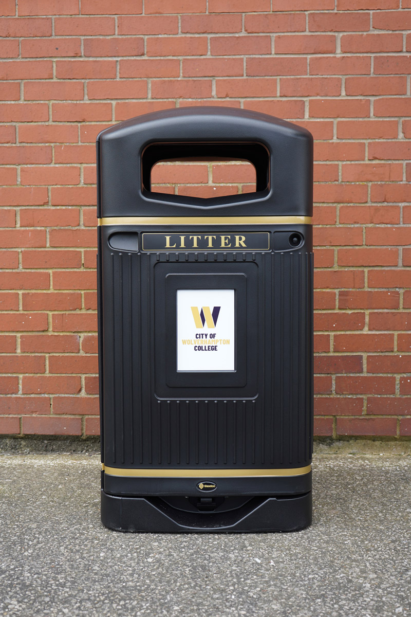 Glasdon Jubilee&trade; 110 Litter Bin with personalised front graphic