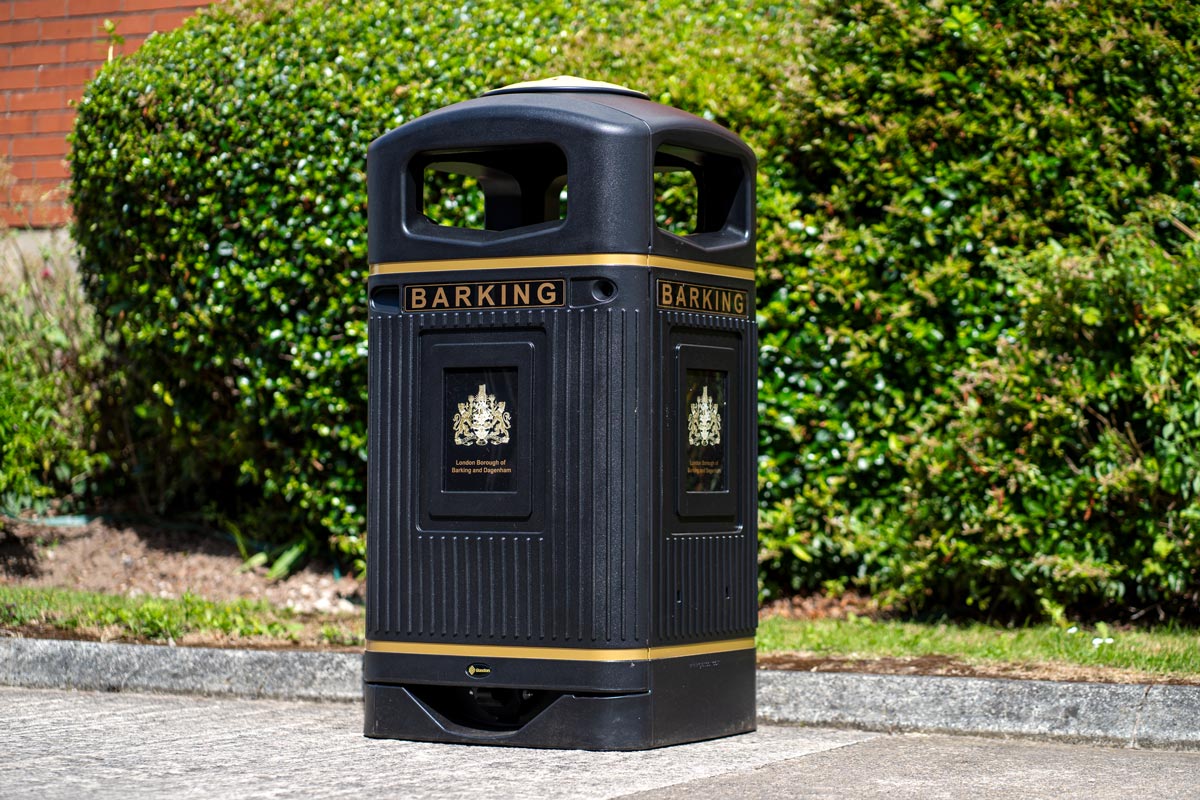 Glasdon Jubilee&trade; 110 Litter Bin with personalised front graphic