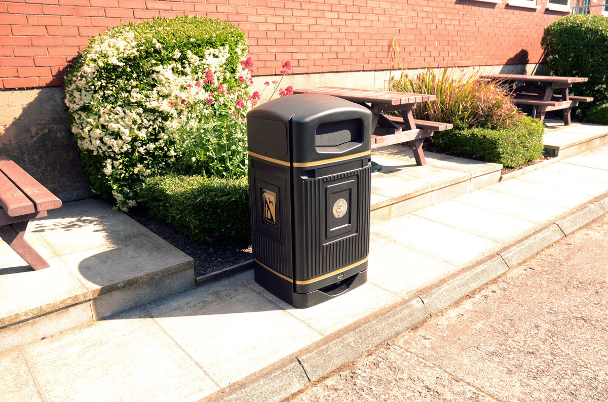 Glasdon Jubilee 240 Wheelie Bin Housing with personalised front graphic