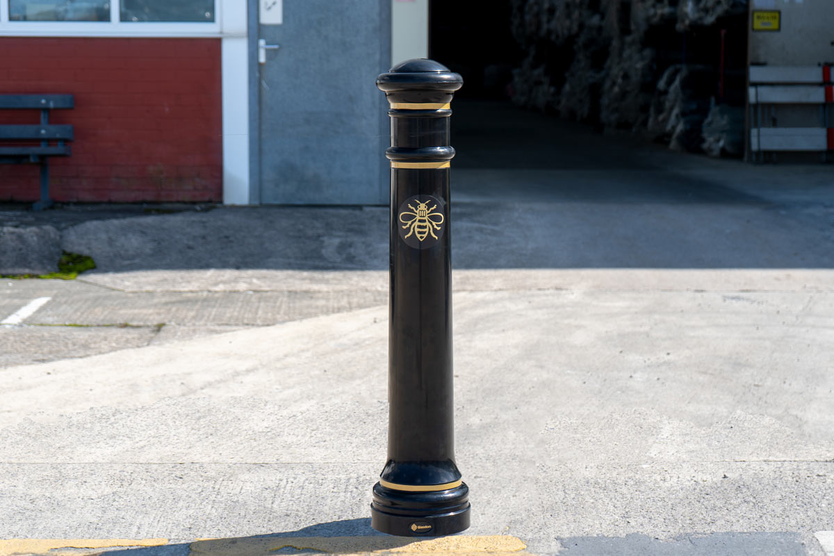 Glasdon Manchester&trade; Bollard with personalised graphic