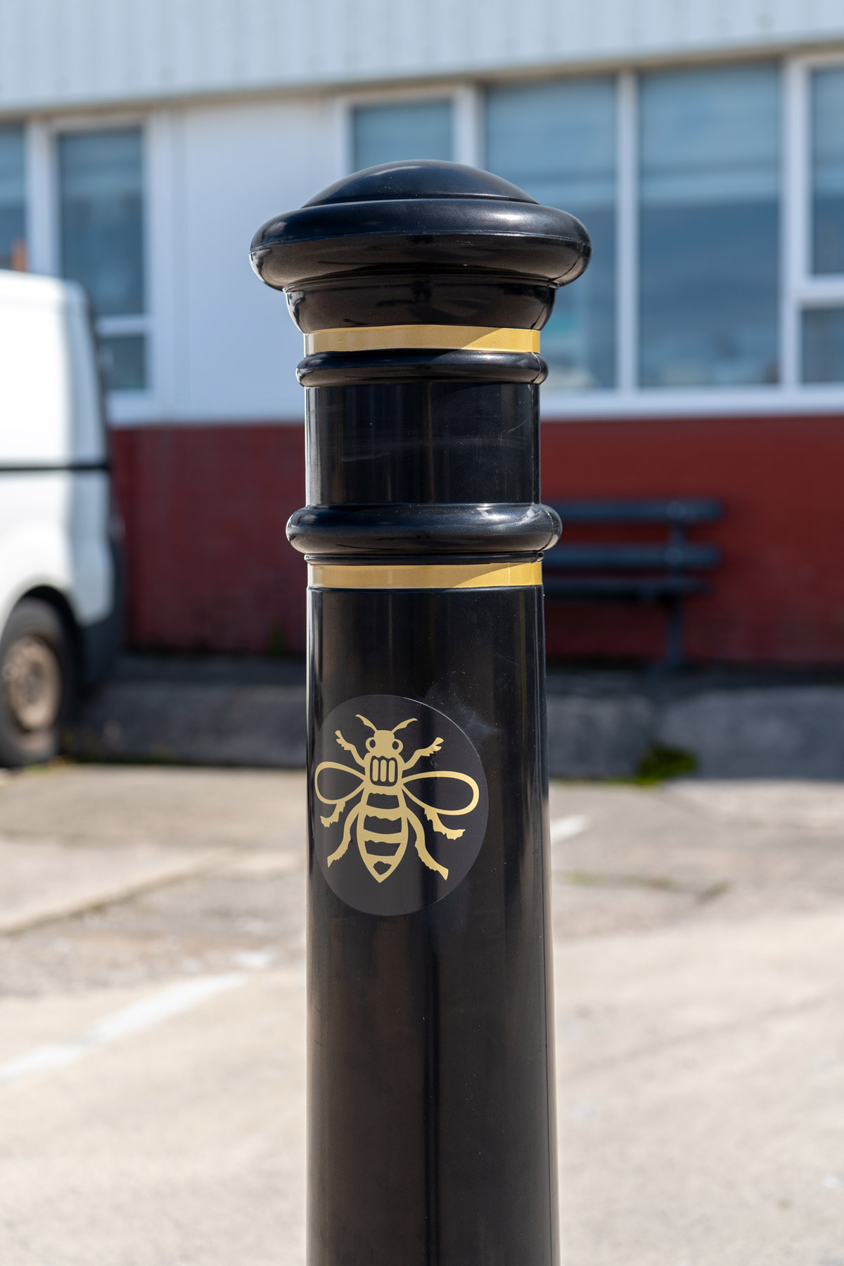 Glasdon Manchester&trade; Bollard with personalised graphic