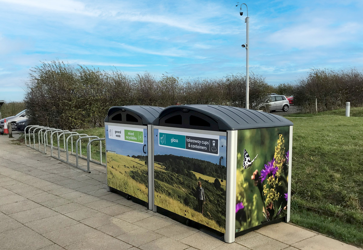 Modus&trade; 1280 General Waste & Mixed Waste Recycling Housings with front & side graphics