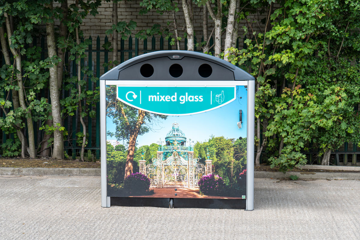 Modus&trade; 1280 Mixed Glass Recycling Housings with front & side graphics