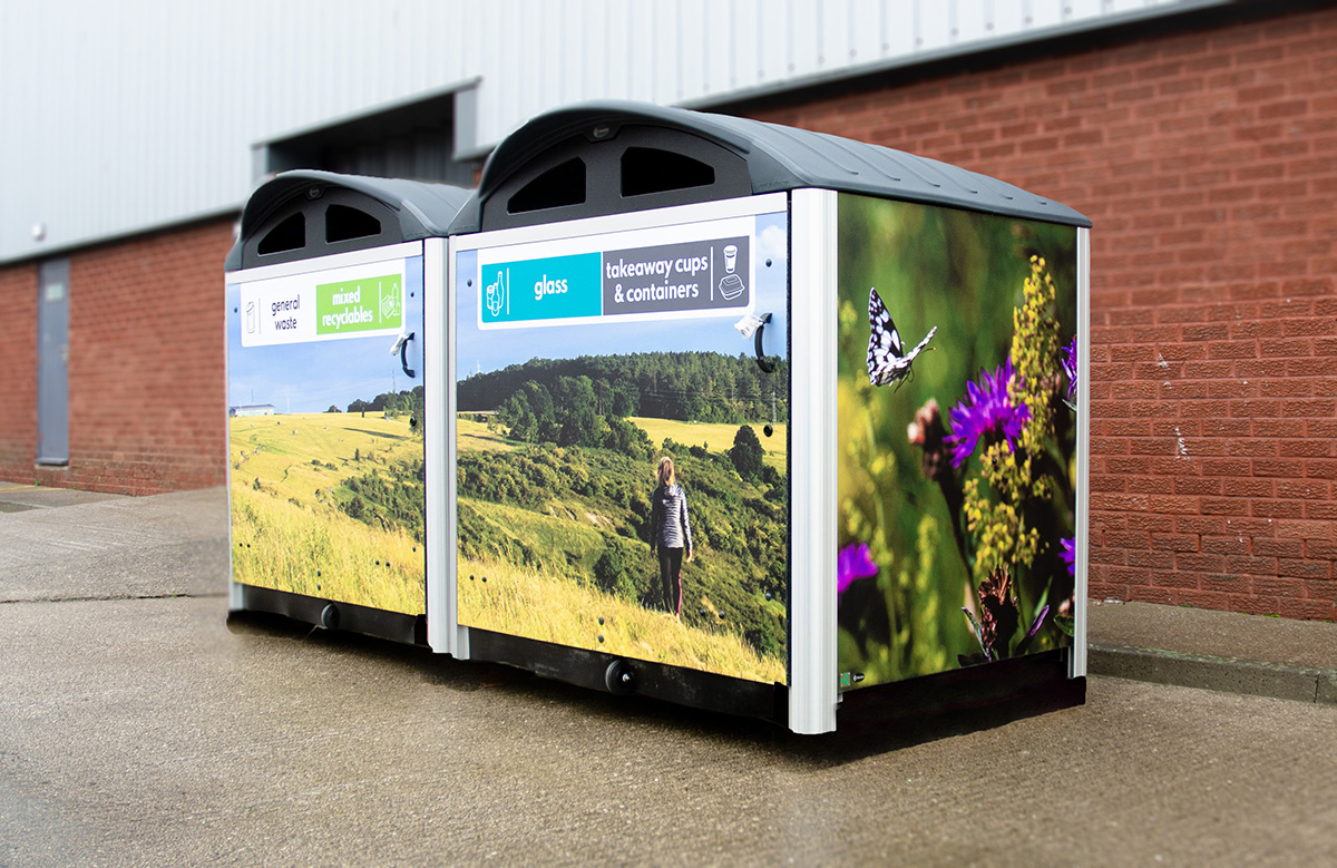 Modus&trade; 1280 General Waste & Mixed Waste Recycling Housings with front & side graphics  