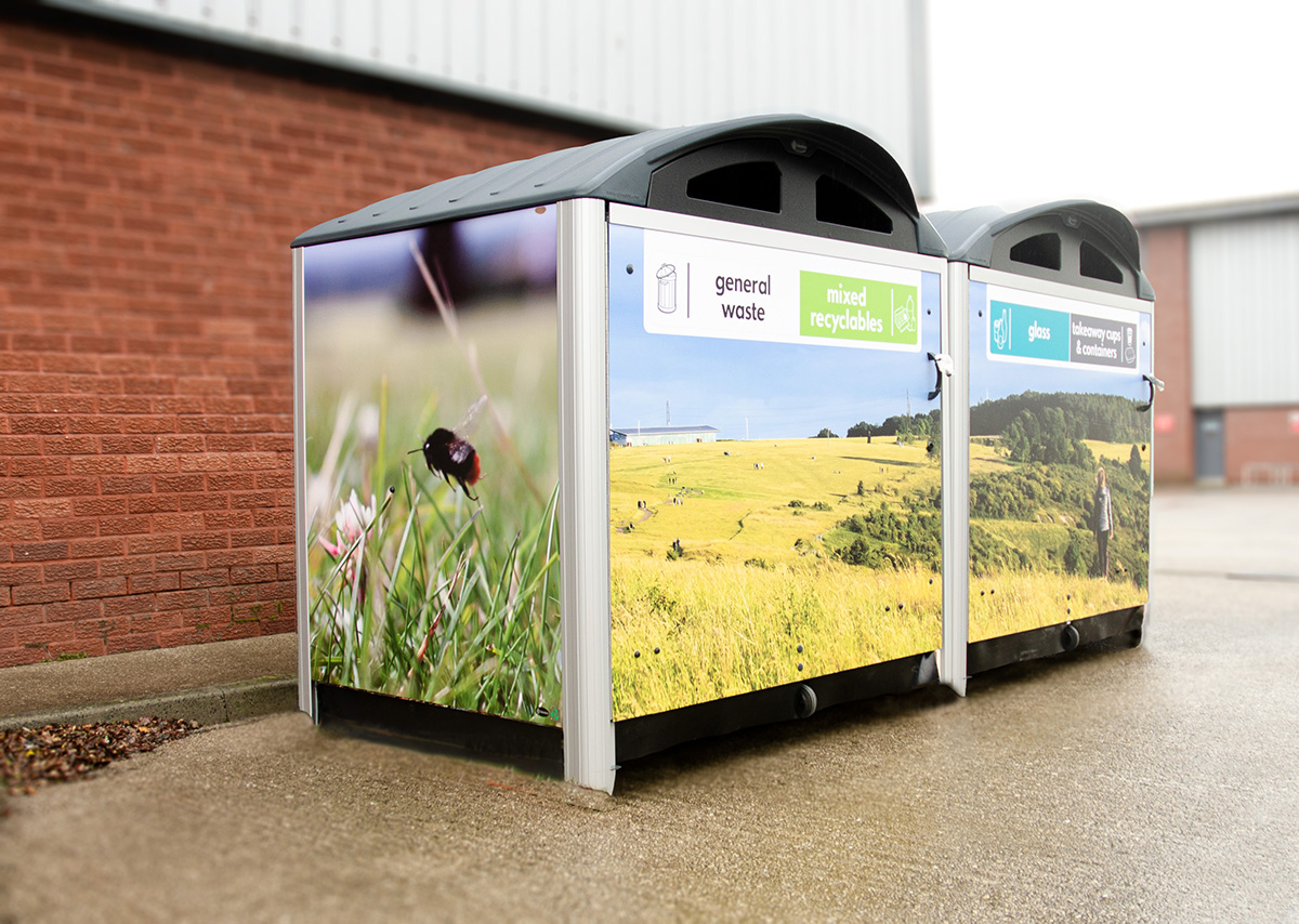 Modus&trade; 1280 General Waste & Mixed Waste Recycling Housings with front & side graphics  