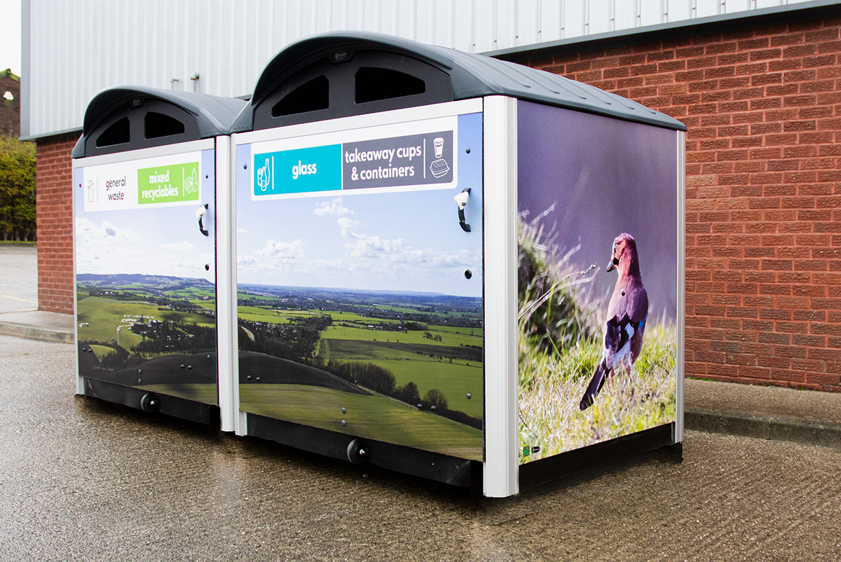 Modus&trade; 1280 General Waste & Mixed Waste Recycling Housings with front & side graphics  