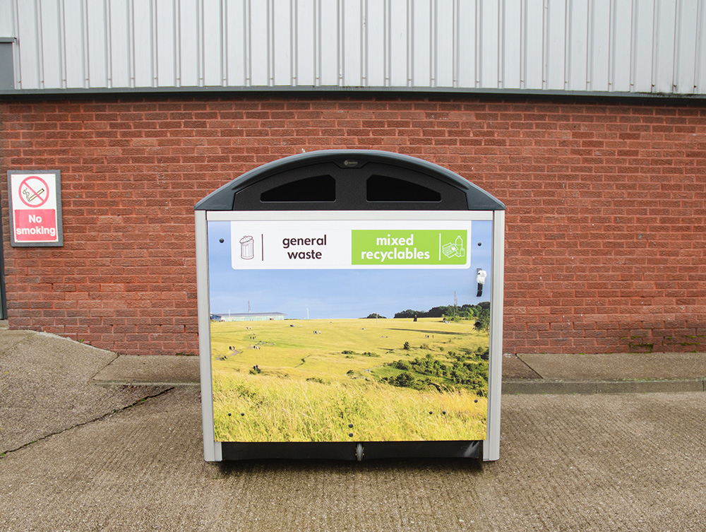 Modus&trade; 1280 General Waste & Mixed Waste Recycling Housings with front & side graphics  