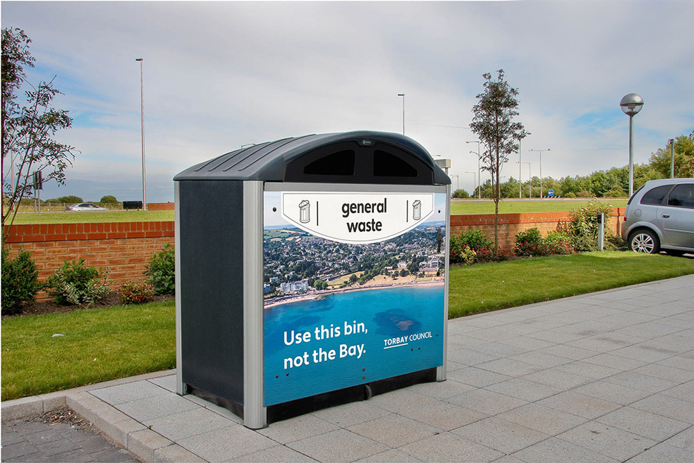 Modus&trade; 1280 General Waste Housing with front graphic from artwork supplied by the customer