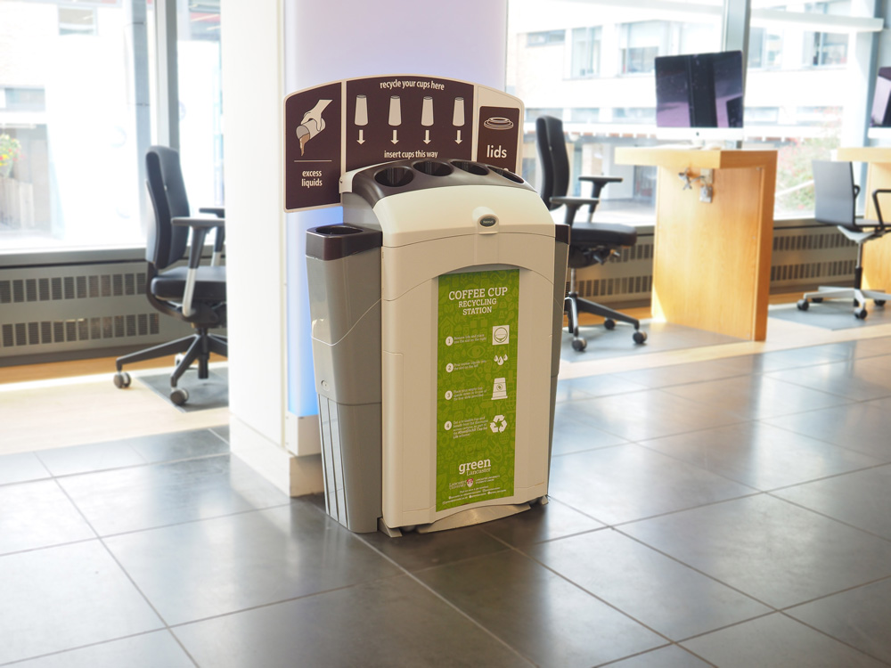 Nexus&reg; 100 Cup Recycling Station with personalised front graphic