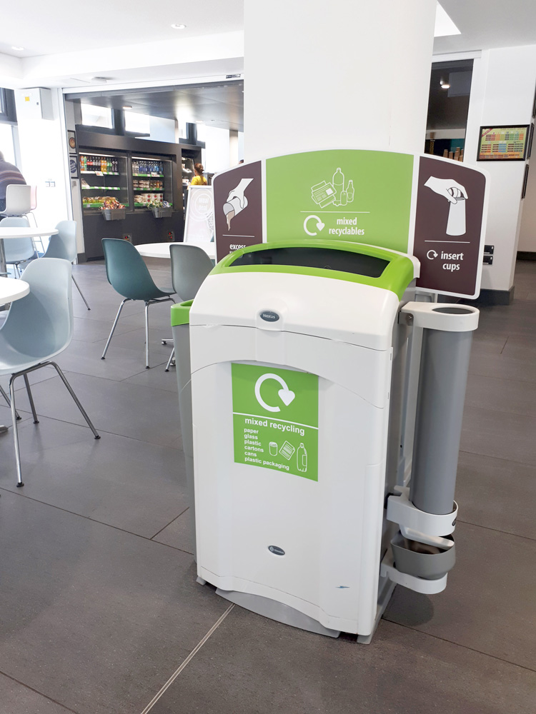 Nexus&reg; 100 Cup Recycling Station with personalised front graphic